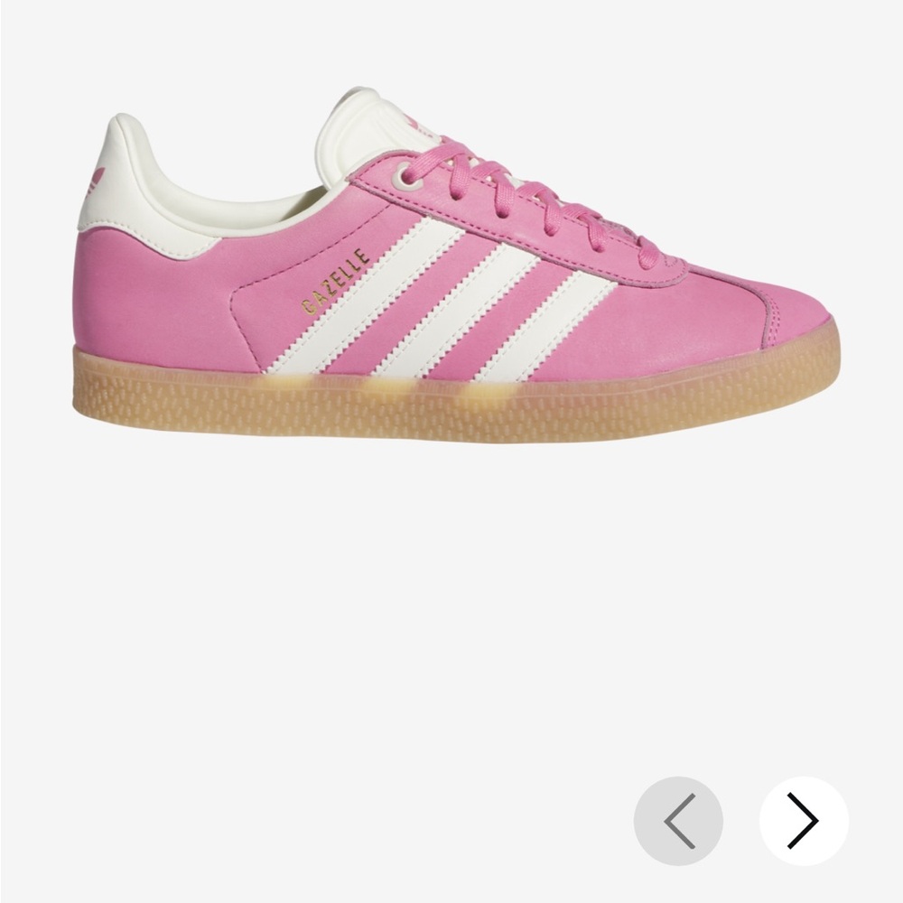 adidas Gazelle Kids Pink White Sneakers with Gum Sole